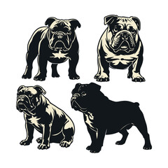 Bulldog Breed Illustration vector Set