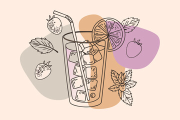 Refreshing Drink Vector Illustration with Vibrant Colors and Modern Aesthetic

