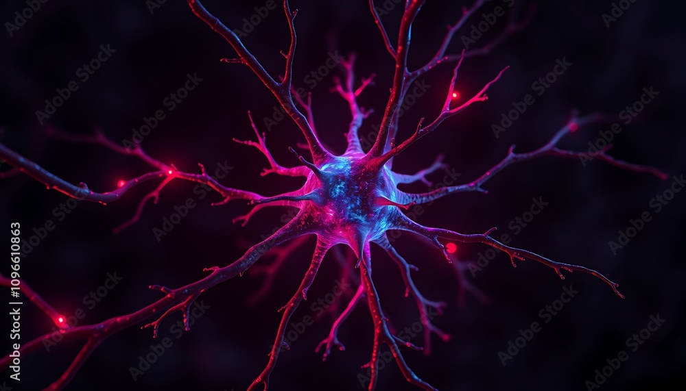 Leinwandbilder neuron cell with bright neural links: a visual of brain function and complexity