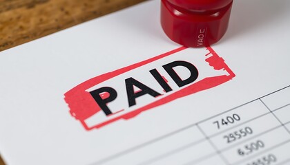 Financial Paper Marked with Red PAID Seal: Payment Confirmation

