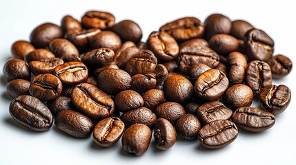 Naklejka premium Aromatic Roasted Coffee Beans Close Up Macro Photography
