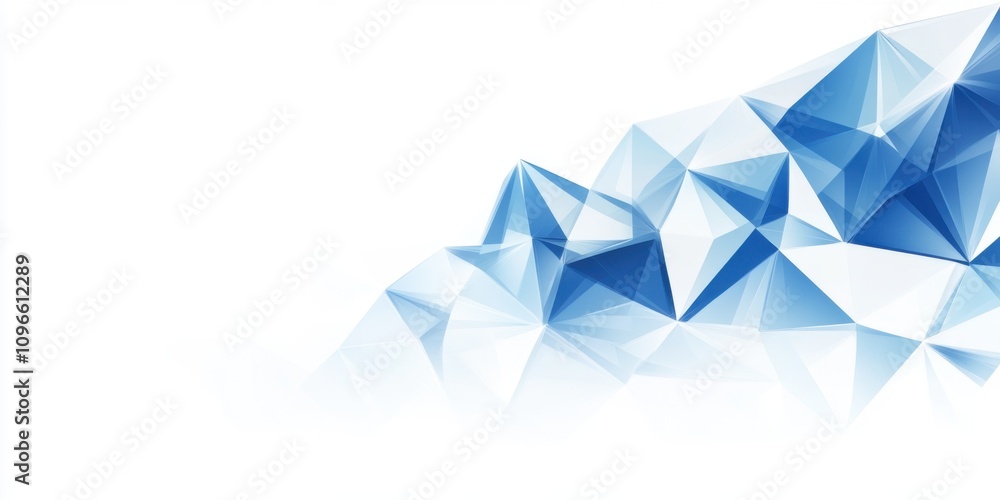 Poster abstract blue and white background with sharp, geometric shapes creating a dynamic and energetic com