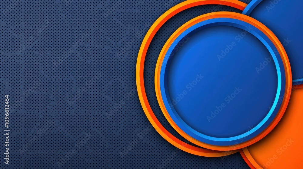 Poster minimalistic glowing circles in futuristic design with dotted background