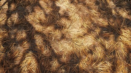 Close-up of dry grass and shadows on the ground.