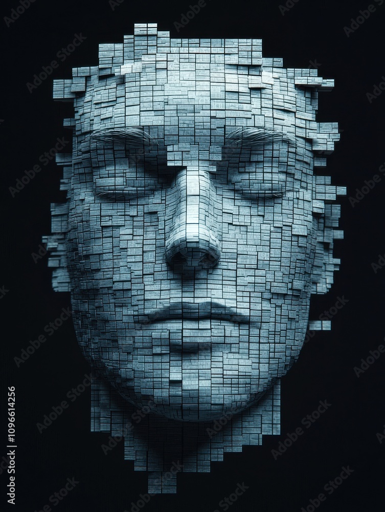 Poster ai-driven artistic representation of human form abstract digital art studio environment close-up per