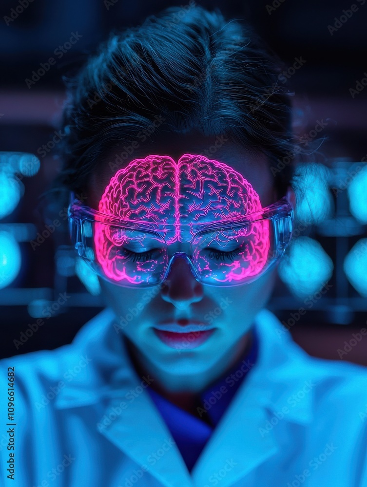 Poster ai-powered brain research laboratory scientific experiment high-tech environment close-up view innov