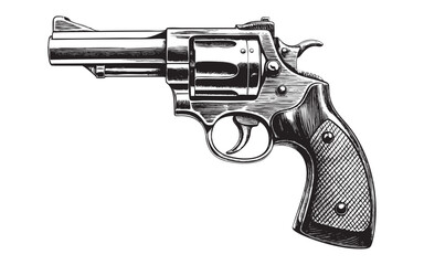 pistol gun sketch drawing hand drawn vector illustration