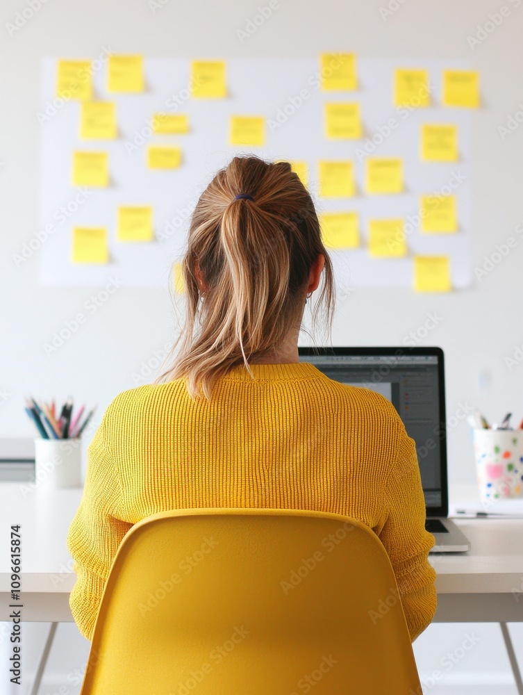 Poster ai-powered brainstorming session home office work environment creative space overhead view productiv