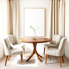 Bright Dining Area with Round Table and Elegant Chairs