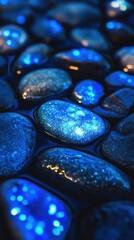 Shimmering blue stones with lights