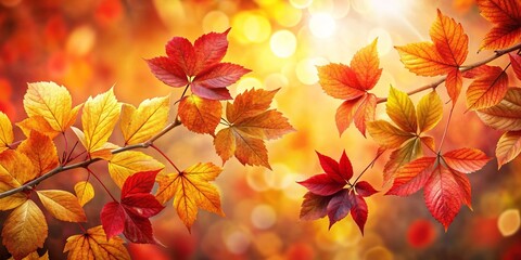 Obraz premium Beautiful Autumn Leaves with Warm Colors Against a Soft Light Background, Creating a Cozy Seasonal Atmosphere for Invoking Nature's Splendor