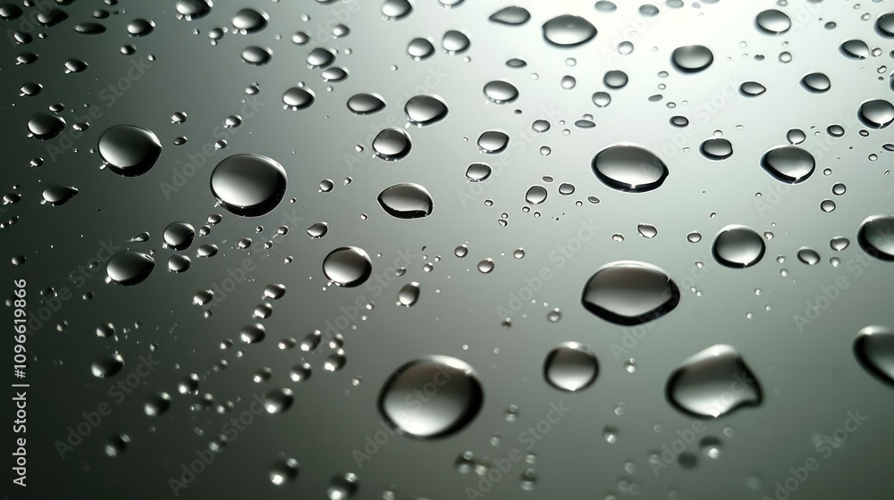 Poster close-up of water droplets on a smooth surface, creating a shimmering, abstract pattern.