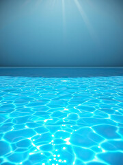 Obraz premium The surface of the blue swimming pool is dotted with gentle ripples and waves , outdoors, waves, surf