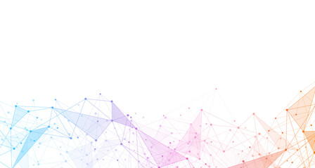 Geometric connected background. Connecting dots and lines. Global network connection. Banner template for technology.