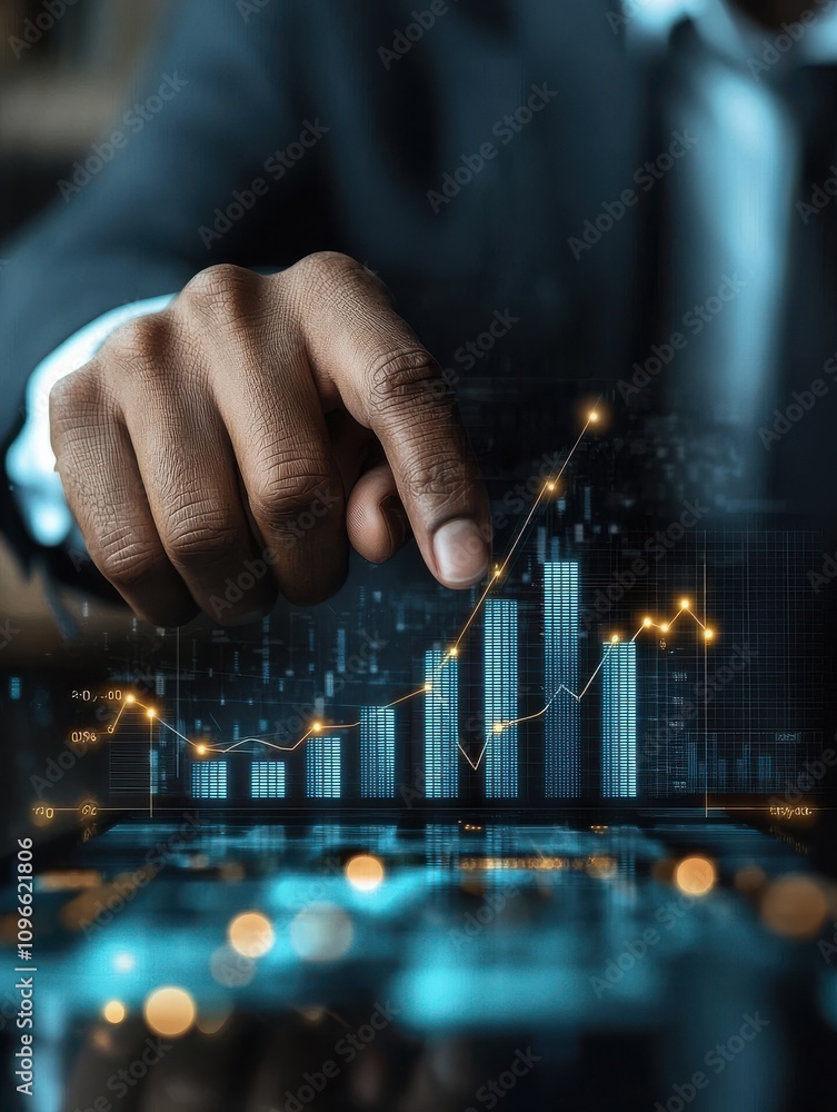 Poster business investment strategy presentation office setting digital graph analysis professional environ