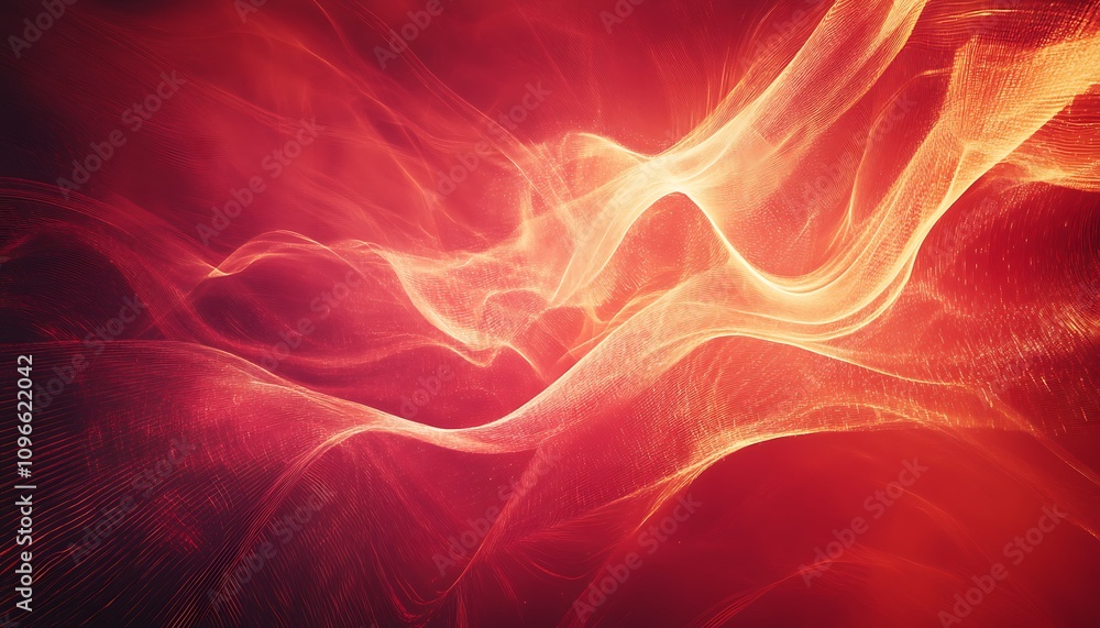 Poster abstract red and orange waves creating a dynamic and energetic visual effect.
