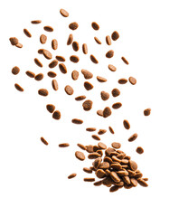 Obraz premium Dry cat or dog food on white background