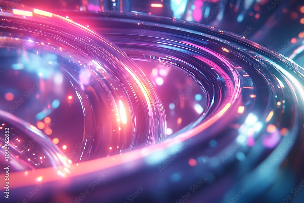 Poster abstract colorful swirling light patterns create a vibrant, futuristic atmosphere.