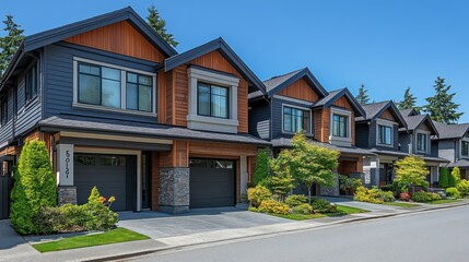 Fototapeta premium Luxury Modern Townhouses on a Sunny Day