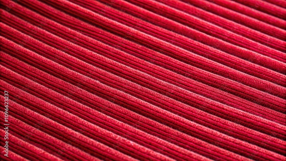 Aufkleber A close-up image of a textured red fabric with parallel ridges, showcasing the intricate pattern and soft, velvety texture.