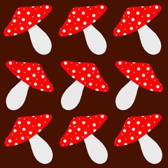 Seamless pattern with fly agaric print amanita