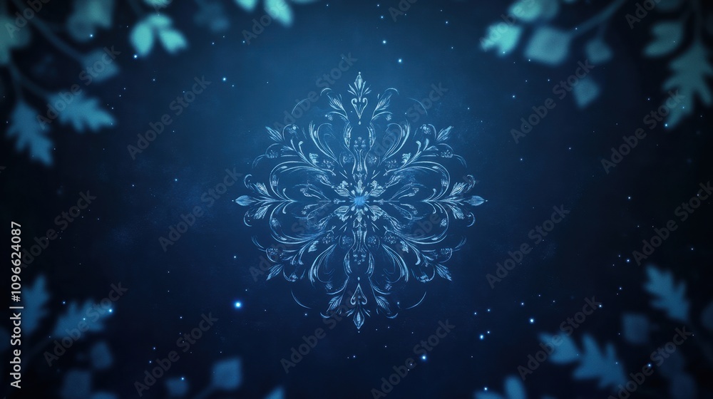 Poster elegant blue gradient with soft luminous reflections and intricate patterns, exuding modern elegance