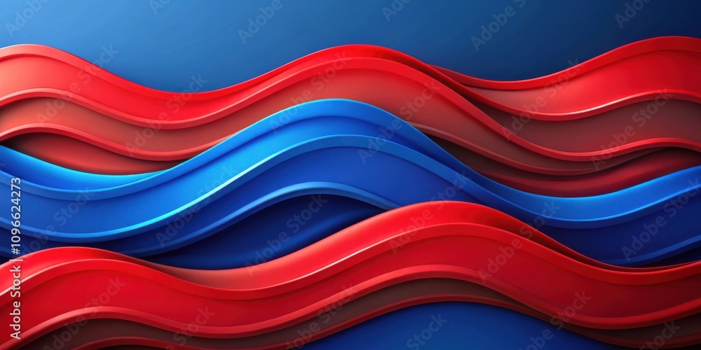 Poster Dynamic Abstract Design with Interlacing Red and Blue Curved Lines