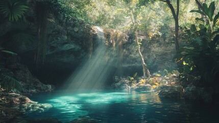 view Sunbeams through Tropical Jungle
