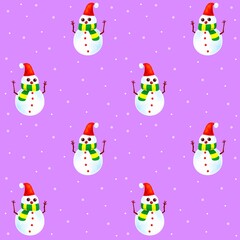 Christmas seamless pattern with snowmans