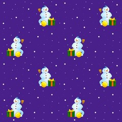 Christmas seamless pattern with snowmans