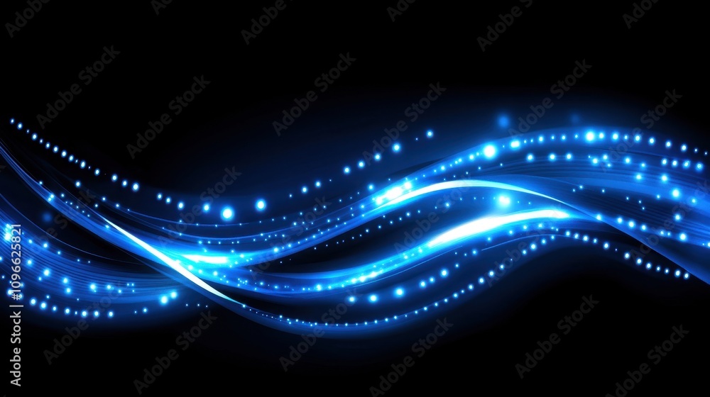 Poster luxurious abstract blue background featuring soft waves and glowing patterns, creating a tranquil vi