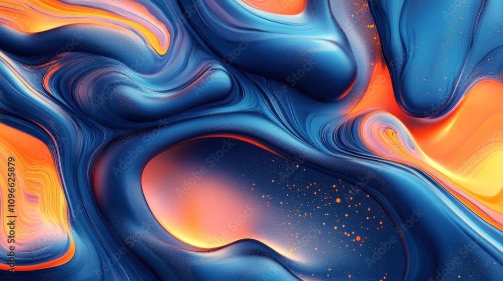 Poster luxurious abstract blue background featuring soft waves and glowing patterns, creating a tranquil vi