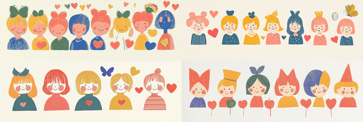 Cute Girl Icon Set