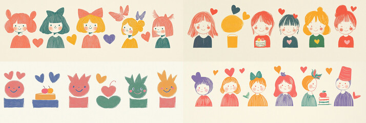 Cute Girl Icon Set