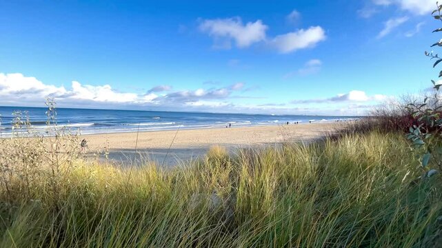 view over the Baltic Sea coast, Seascape with dunes, sandy beach and blue sea