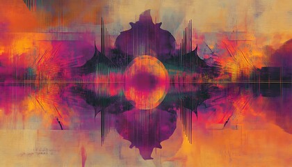 Naklejka premium Abstract digital artwork featuring vibrant colors and symmetrical patterns.