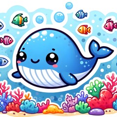 Adorable Smiling Whale Sticker