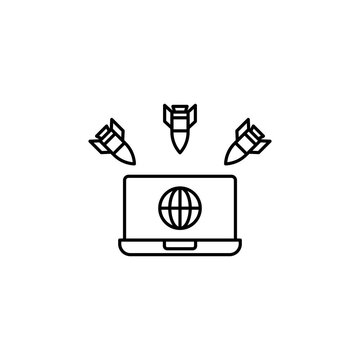 laptop attacked by missiles, global cyber warfare clip art preview