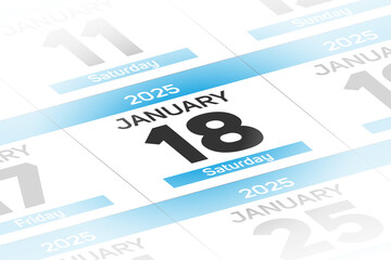18 January 2025 year date calendar day illustration