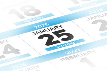 25 January 2025 year date calendar day illustration