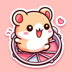Fototapeta premium Happy Hamster on Pink Background