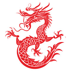 Red Dragon in Motion with Bold Design