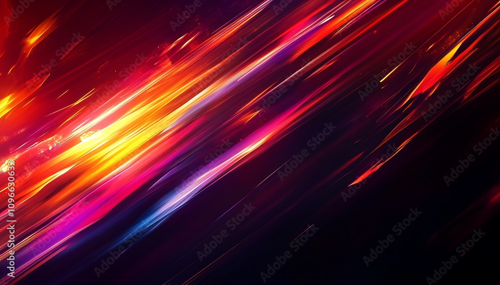 Poster abstract vibrant light streaks in warm colors creating a dynamic and energetic visual effect.