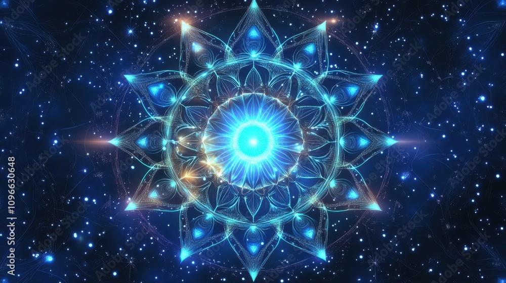Aufkleber realistic blue background with delicate geometric patterns and luminous gradients, creating a stylis