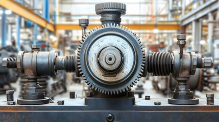 Fototapeta premium Industrial Gear Mechanism. Close-up View of Rusty Machine Part