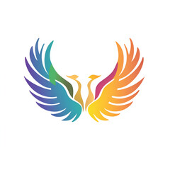Obraz premium Charity organization logo design featuring uplifting phoenix wings graphic art vivid colors professional symbolism for hope