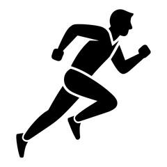 Running man vector illustration with dynamic motion, athletic energy, and active lifestyle, showing a fast-paced jogger in a sports outfit moving across a simple background to symbolize fitness.