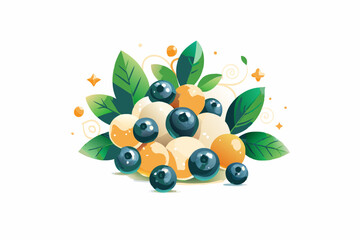 Fresh Blueberry Vector Illustration with Realistic Details on a White Background

