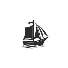 Creative Minimalist Ship Logo with Dynamic Design on White Background
