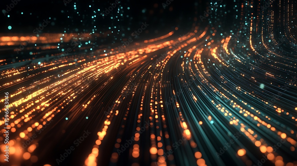 Poster abstract visualization of flowing data streams in vibrant colors.